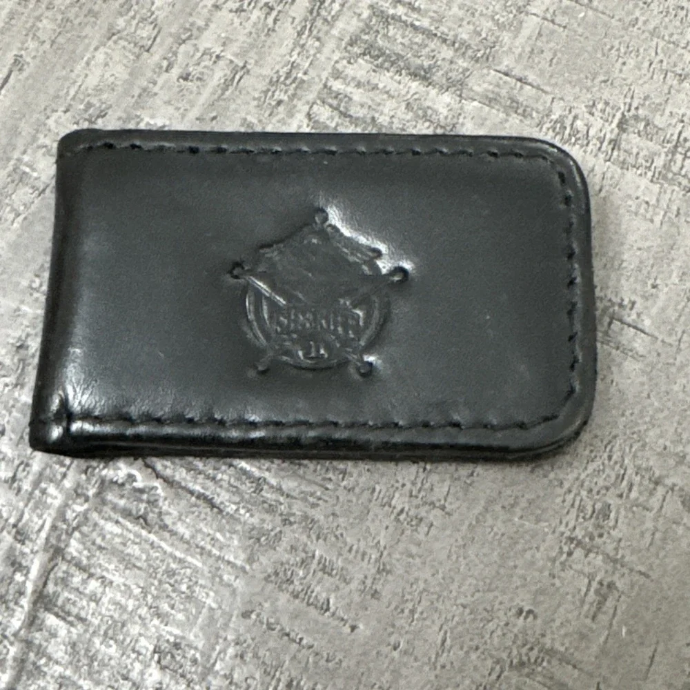 Harley Davidson Sheriff Badge Leather Black Money Clip Bar Shield‎ Rare Biker